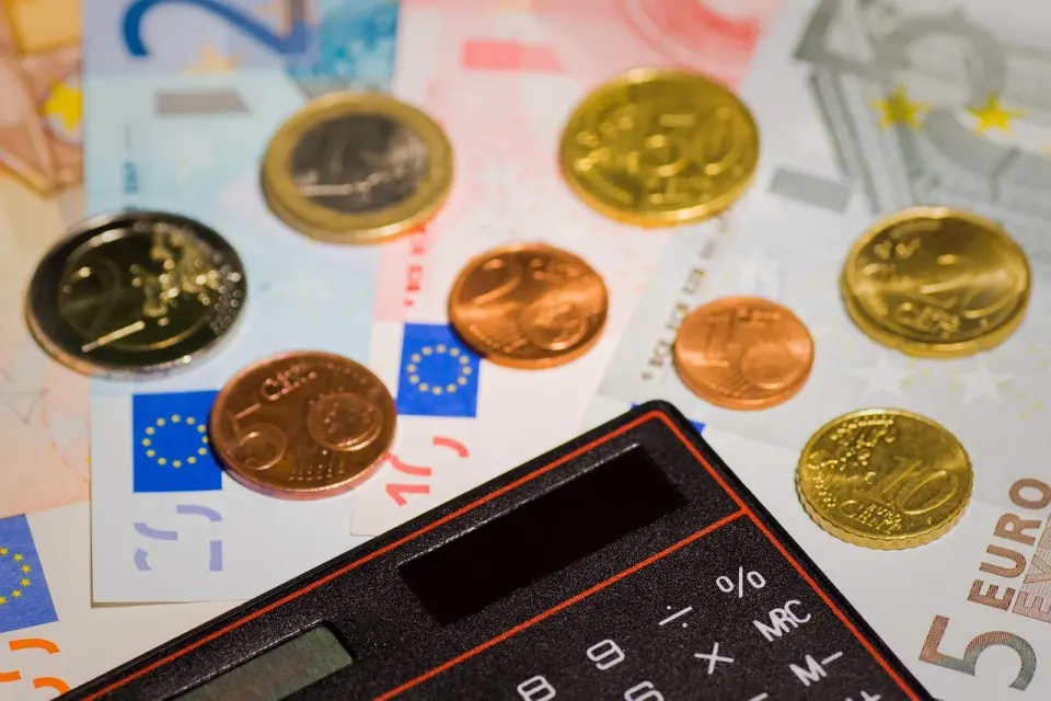 coins, calculator, budget, household budget
