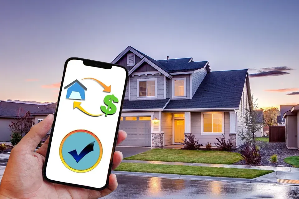 house, smartphone, online banking, buying a house